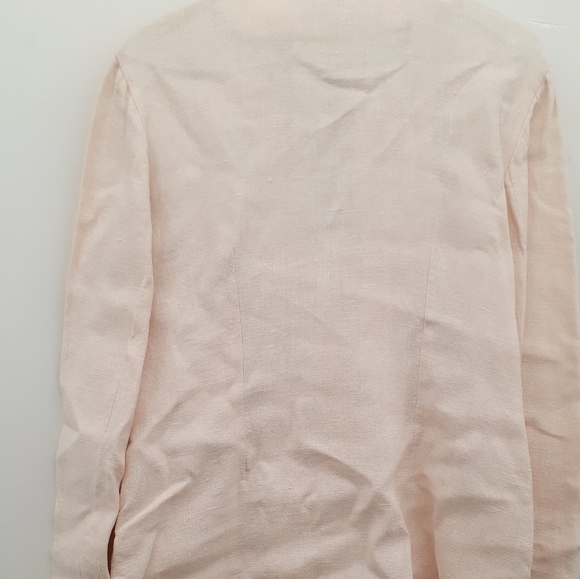 TRUE VTG 80's PINK Linen Blazer jeweled Jacket Nancy Laurence blazer size 9 / 10 - Picture 11 of 11
